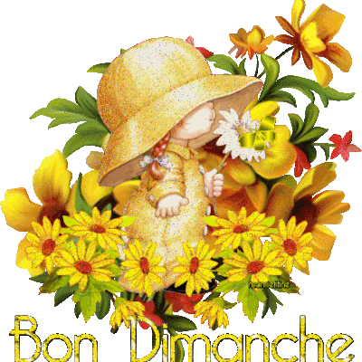 Bon dimanche - Enfant - Fille - Fleurs - Gifs animé - Scintillant - Gratuit