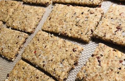 Crackers à l`Okara d’amandes avec des graines