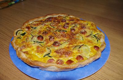 Quiche courgettes/knacki à la crème de soja