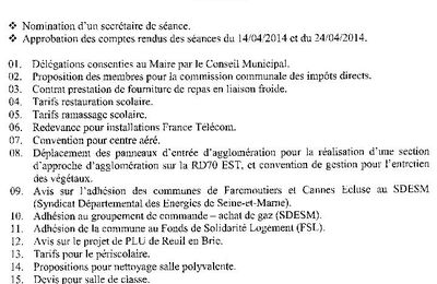 Saâcy - Réunion du conseil municipal du 13 juin 2014