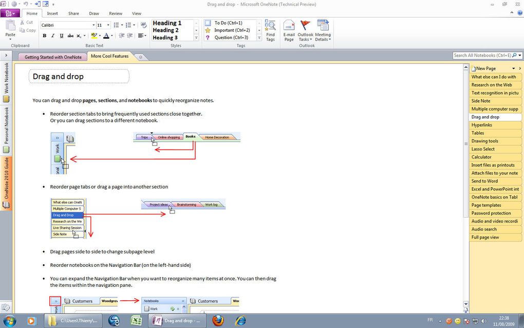 Captures d'écrans des autres logiciels Office 2010.