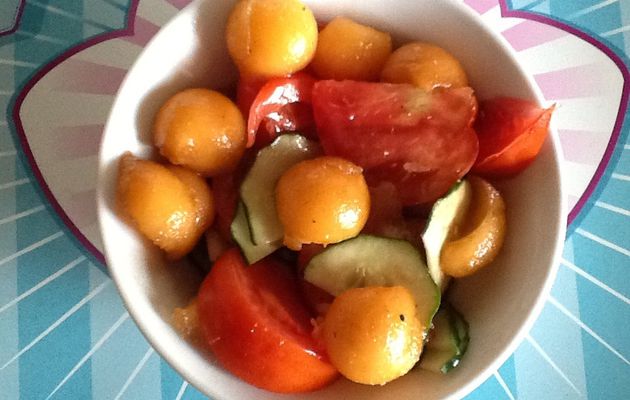 Salade tomates, concombre et melon