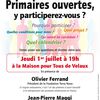 1er Juillet à Velaux conference débat avec Olivier Ferrand