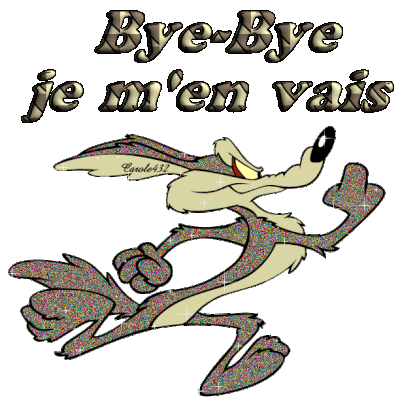 Bye Bye , je m'en vais - Coyotte  - Gif scintillant - Gratuit