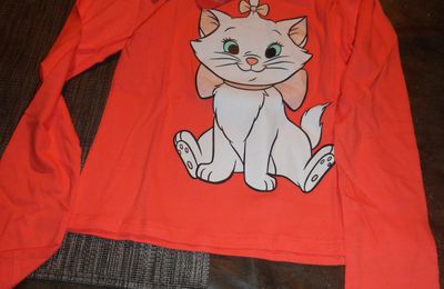 Disney Marie les aristochats Tee shirt manches longues rouge