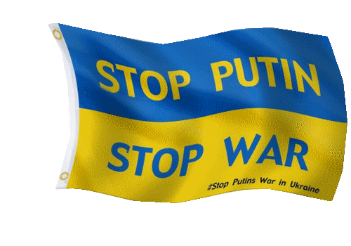 Stop Putin - Stop war -  Drapeau ukrainien