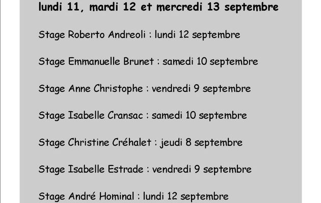 La liste des stages est disponible. Renseignements par mail cercle-artistique-indigo@wanadoo.fr