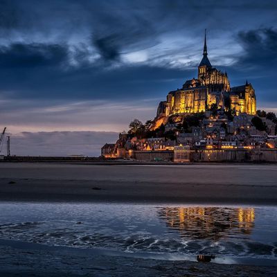 Mont St-Michel - Manche - Normandie - France - Nuit - Ciel - Nuages - Photographie - Wallpaper - Free