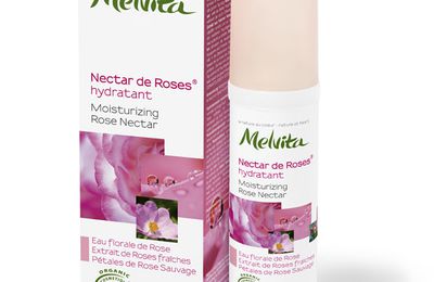 Eau de rose et la gelée fraîche désaltérante bio Nectar de Roses de Melvita
