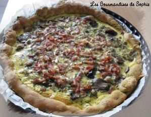 Quiche aux pleurotes, lardons et cerfeuillade