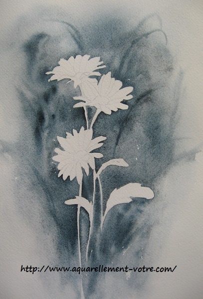 Marguerites - pas à pas monochrome