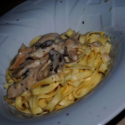 Tagliatelle al Pollo e Funghi (Tagliatelle au Poulet & aux Champignons)