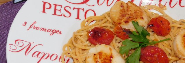 Spaghetti aux noix St Jacques.