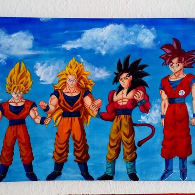 Toile DBZ , évolution de Goku pour Livio