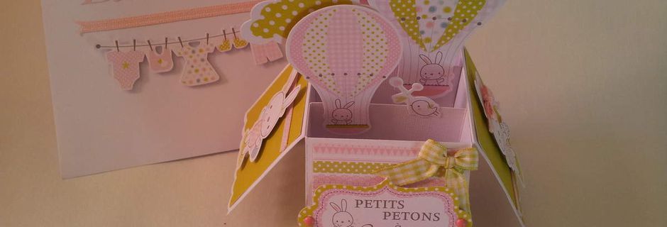 Pop up card bout de chou Rose