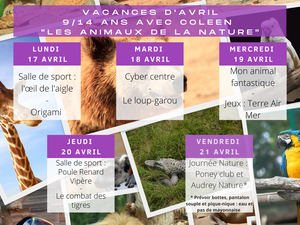 Programmes des vacances d'Avril 2023 - Du 17 au 28 Avril