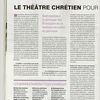 La presse en parle : Magazine la Vie du 8 au 14 Octobre 2009 - Le théâtre chrétien, pour faire acte de foi :