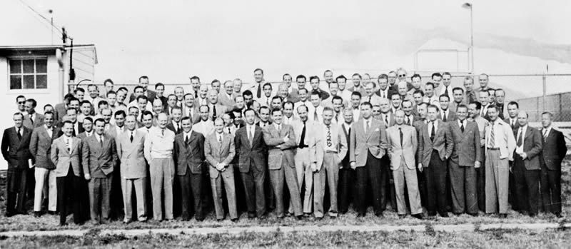 Photo des membres de l'équipe de Wernher Von Braun à Fort Bliss en 1946.