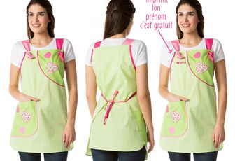 Blouse Tablier École Coeurs Pistache