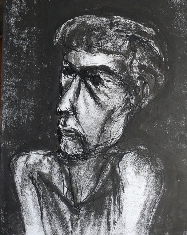 Encre noire sur papier lisse, 40 cm x 50 cm, à partir de modèles vivants