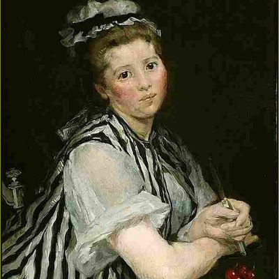  Le temps des cerises par les peintres -  Eva Gonzalès (1849-1883) jeune fille aux cerises
