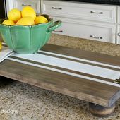 DIY Ticking Stripe Wooden Server Tray ~ Americana Decor Chalky Finish