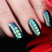 All About Squares! Nail Art with Models Own GlitterGel Starburst