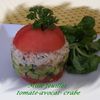 Mille feuille tomate, courgette, crabe, avocat