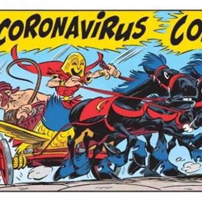 Dans l'album « Astérix et la Transitalique », sorti en 2017, les deux héros gaulois affrontent un redoutable pilote de char nommé... #Coronavirus 