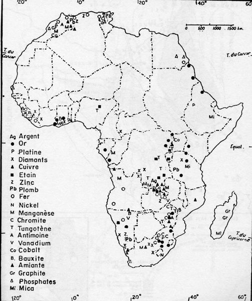 les ressources minières (Source : M Merle (dir)L'Afrique noire contemporaine, A. Colin, 1968)