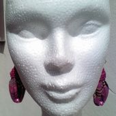 Boucles d'oreilles fuchsia création au crochet + madras | Création vêtements | Martinique | PHANTEZI