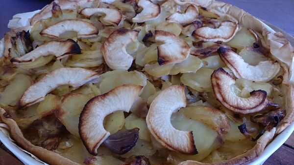 Tarte pommes de terre, pommes et camembert