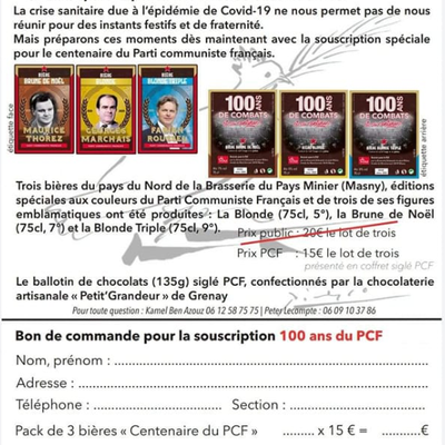 Cadeaux pour les fêtes: Opération 100 ans du PCF .