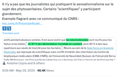 Le CNRS et les néonicotinoïdes : retour sur un communiqué de presse de janvier 2021
