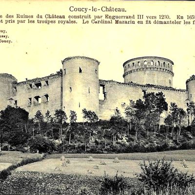 Cartes anciennes imprimables -  Coucy-Le-Chateau (Aisne) -   Vue générale des ruines du château - 1905