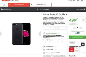 iPhone 7 Plus 32 Go Black à 499 euros