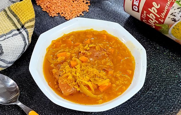 Soupe de lentilles corail au chorizo