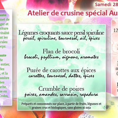 Atelier de crusine spécial Automne 28 octobre 2023