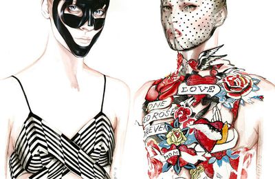 FASHION ILLUSTRATIONS (5) BY ANTONIO SOARES / HANDMADE DRAWINGS & WATERCOLOR 