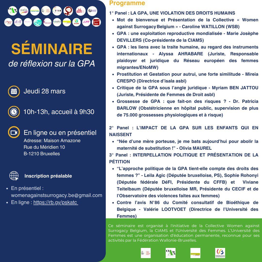 en présentiel, possibilité de suivre en ligne