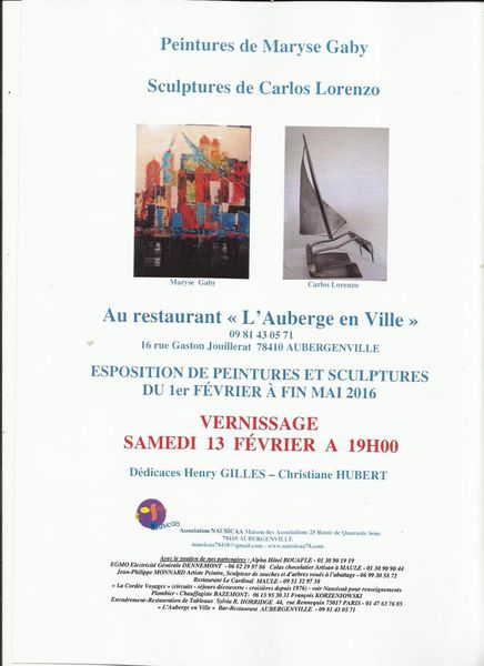 Notre Prochain Vernissage le 13 Février 2016