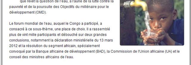 HENRI OSSEBI : 5 MILLIONS DE DOLLARS POUR LA "SECURITE" DE L'EAU EN AFRIQUE ET ZERO DOLLAR POUR LE CONGO