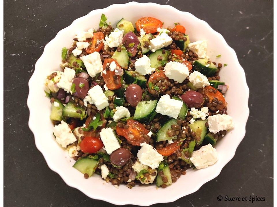 Salade de lentilles à la grecque - Recette en vidéo