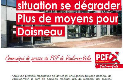 Plus de moyens pour le Lycée R.Doisneau de Vaulx-en-Velin (PCF)