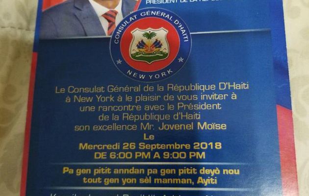 Le carton d’invitation du Consulat d’Haïti à New York passe mal