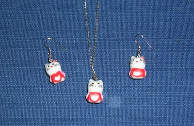 Collier et boucles d'oreilles Chat