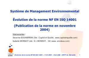 Evolution norme NF ISO 14001