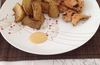 Nuggets de poulet sauce miel moutarde et potatoes