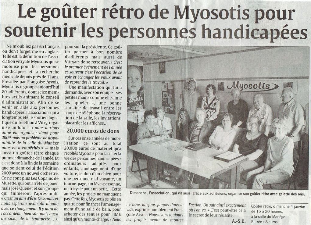 Myosotis, une association active pour la lutte contre le handicap.
Cet album regroupe les articles publiés par le quotidien L'UNION et parlant de nous.
