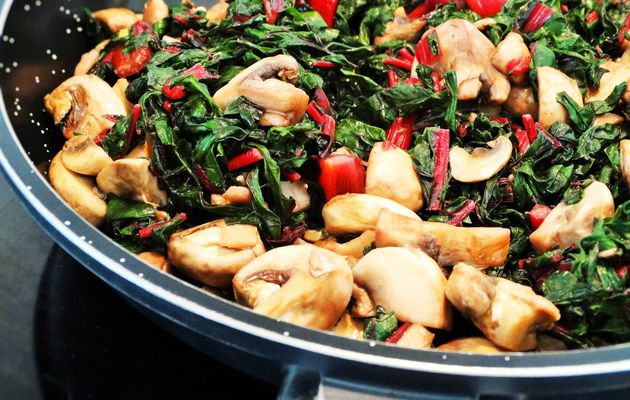 Blettes aux champignons/ Swiss chard and mushrooms